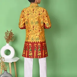 Cae Boys Ethnic Motifs Printed Regular Dupion Silk Kurta with Pyjamas image 5