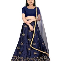 Tejam Girls Embroidered Ready to Wear Lehenga & Blouse With Dupatta-31
