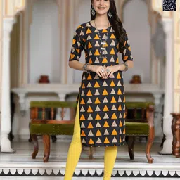 Moda Rapido Selection Of 2 Geometric Printed Round Neck Straight Kurta-image-60