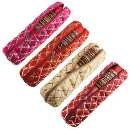 Kuber Industries Red & Pink 4 Pieces Self Design Single Rod Bangle Box-22