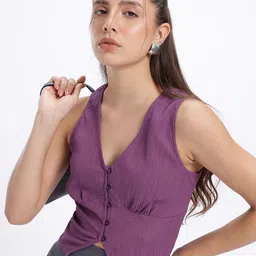 glitchez Button-Up Textured Vest Top-picture-16