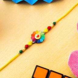 PANASH Kids Artificial Beaded Rainbow Smile Flower Thread Rakhi With Roli Chawal-17