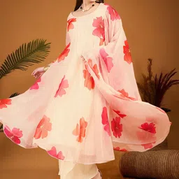 Sangria Digital Printed Round Neck Kurta With Palazzo And Dupatta-37