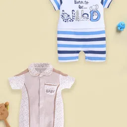 BABY GO Infant Boys Pack Of 2 Printed Pure Cotton Rompers-picture-46