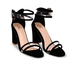 stylzrepublic Velvet Block Sandals with Bows-picture-6