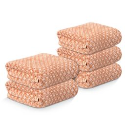 Kuber Industries Gold-Toned & White 5 Pieces Printed Microfiber 280 GSM Bath Towels-image-46
