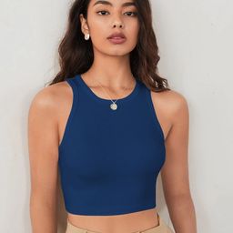 BAESD Women Ribbed Round Neck Sleeveless Tank Crop Top-picture-27