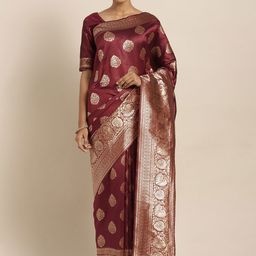 Maroosh Ethnic Motifs Zari Silk Blend Banarasi Saree-picture-45