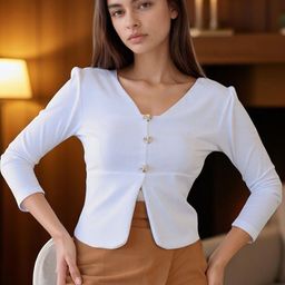 ZEUGEN Women V-Neck Top-image-47