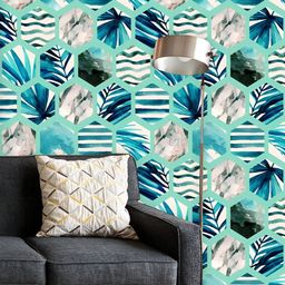 ArtzFolio Printed UV-Resistant Anti-Bacterial Abstract Hexagons Peel & Stick Wallpaper-image-72