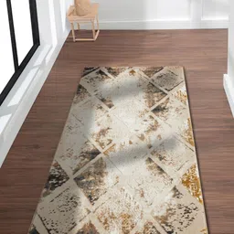 OBSESSIONS Beige & WhitePrinted Anti-Static Floor Runner-42