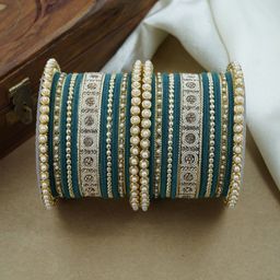 Wedding Chuda by Hitesh Bangles Set Of 26 Kundan-Studded & Beaded Bangles-image-101