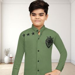 BAESD Boys Classic Regular Fit Band Collar Graphic Printed Cotton Casual Shirt-image-81