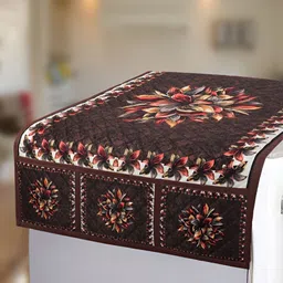 LooMantha Brown & White Printed Refrigerator Appliance Cover-image-94