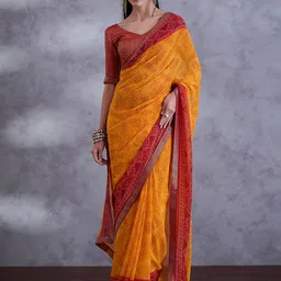 Mitera Floral Poly Georgette Bandhani Saree-31