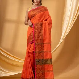 TANTLOOM Solid Zari Saree with Blouse Piece-8