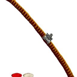 SOMYA Religious Damru Trishul Silver Rakhi Set (1 RAKHI WITH ROLI CHAWAL)-image-50