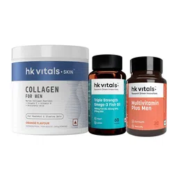 HK VITALS Set Of 3 Men Marine Collagen- 200 g- Omega 3- 60 Tablets & Multivitamin -30 Tabs-1