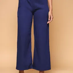 KATLINE Women Cotton Relaxed Straight Leg Trousers-picture-19