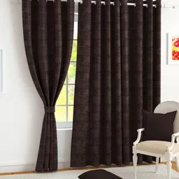 Story@home Brown Set of 2 Black Out Door Curtain-29