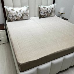 Pure DecorRoyal Majestic Brown Printed Pure Cotton 380 TC King Bedsheet Set 2.74m x 2.74m-image-74