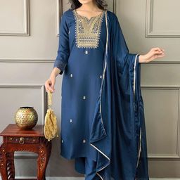SZN Women Blue Viscose Rayon Kurta Sets-image-14
