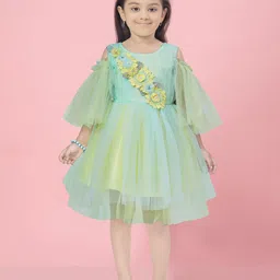 HERE&NOW Girls Cold-Shoulder Net Fit & Flare Dress-16