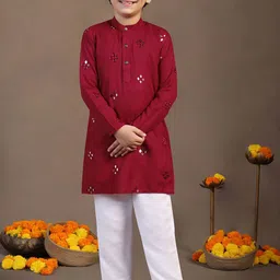 BAESD Boys Ethnic Motifs Embroidered Regular Kurta with Pyjamas-37