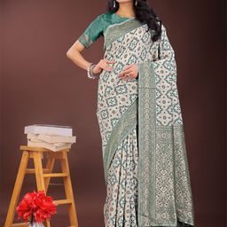 Astita Women Floral Printed Woven Design Zari Saree-image-36