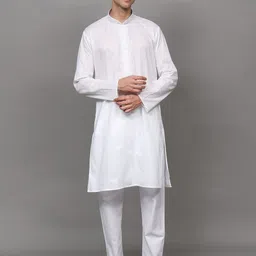 Exotic India Men Embroidered Regular Pure Cotton Kurta with Pyjamas-10
