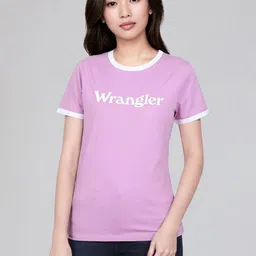 Wrangler Women Brand Logo Printed Pure Cotton Slim Fit T-shirt-image-21