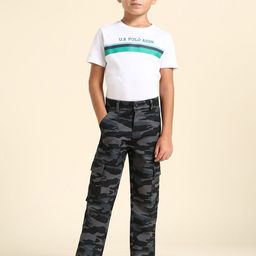 U.S. Polo Assn. Kids Boys Camouflage Printed Classic Cargos Trousers-image-82
