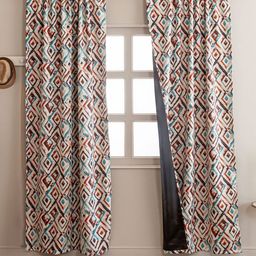 HOMEMONDE White & Blue Set of 2 Geometric Black Out Door Curtain-picture-28