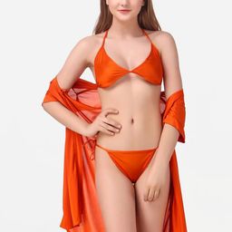 Dreambe Women Orange Satin Baby Dolls-image-55