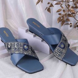 Metro Women Embellished Wedge Heeled Sandals-picture-19