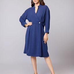 Tamiska By Narendra Kumar Women V-Neck Puff Sleeve Wrap Dress-image-7