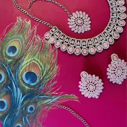 VATSALYA creation Alloy Gold- plated Pink Jewellery Set-51