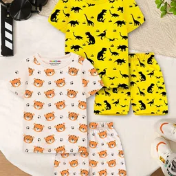 YK X Trampoline Boys Pack Of 2 Printed T-Shirts With Shorts-image-33