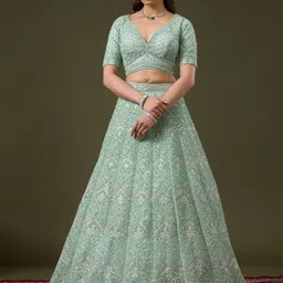 Koskii Embellished Mirror Work Ready to Wear Lehenga & Blouse With Dupatta-47
