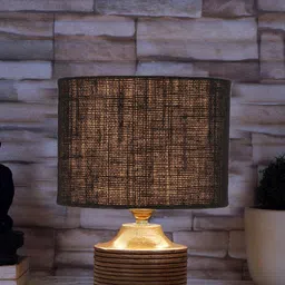 Devansh Black & Brown Textured Table Lamps With Shade image 2