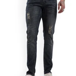 WROGN Men Tapered Fit Mildly Distressed Light Fade Jeans-image-63