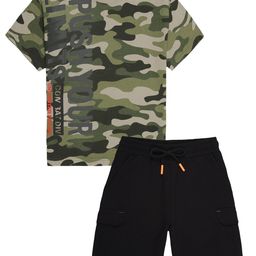 PLUM TREE Boys Printed Round Neck Pure Cotton T-Shirt With Shorts-image-23
