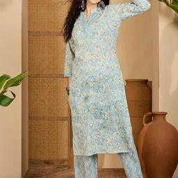 Sangria Women Floral Printed Pure Cotton Kurta and Trouser-picture-43