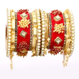 Align Set Of 2 Gold-Plated Stone Studded & Beaded Bangles-picture-47
