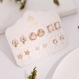 Brado Jewellery Set Of 6 Gold-Plated Artificial Stones Studded Contemporary Shaped Studs-image-68