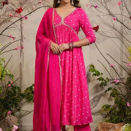 Divyadham Textiles Ethnic Motifs Printed Empire Sequinned Kurta with Trousers & Dupatta-picture-49