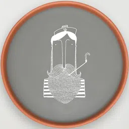 Terracotta Wall Plate with Quircky Art Smoking Pip Theme-image-73