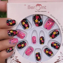 BEROMT Set Of 12 Salon Finish Press On Printed Nail Tip With Application Kit - BFN26KN image 2