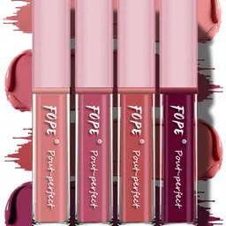 FOPE Set Of 4 Pout Perfect Smudge-Free Liquid Lipstick - 4 ml Each Shade - 02-03-05-06-2