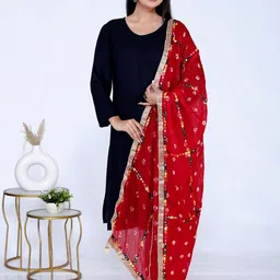 VL SAREES Embroidered Bandhani Dupatta with Mirror Work-picture-20